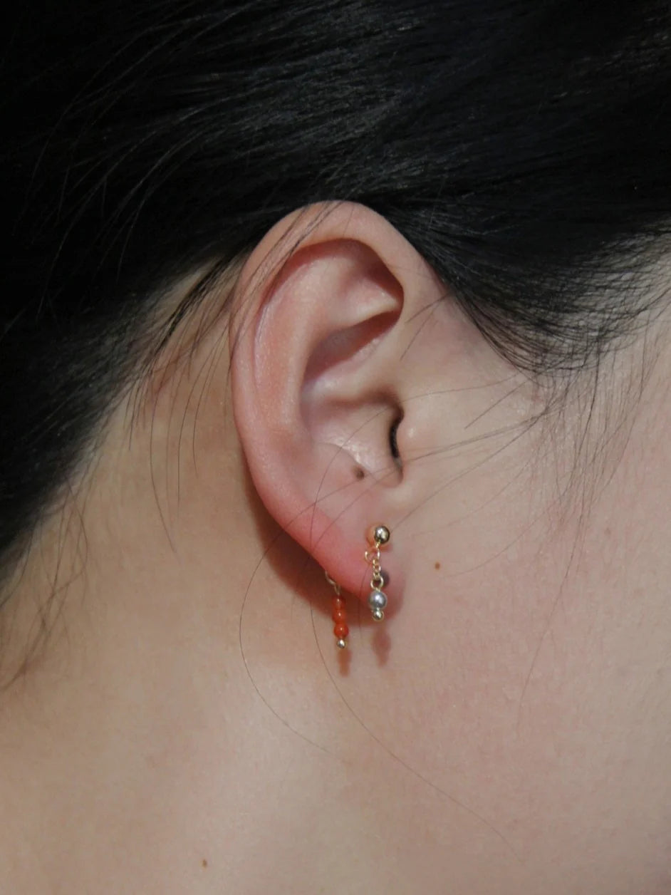 Red Agate Mini Beaded Earrings