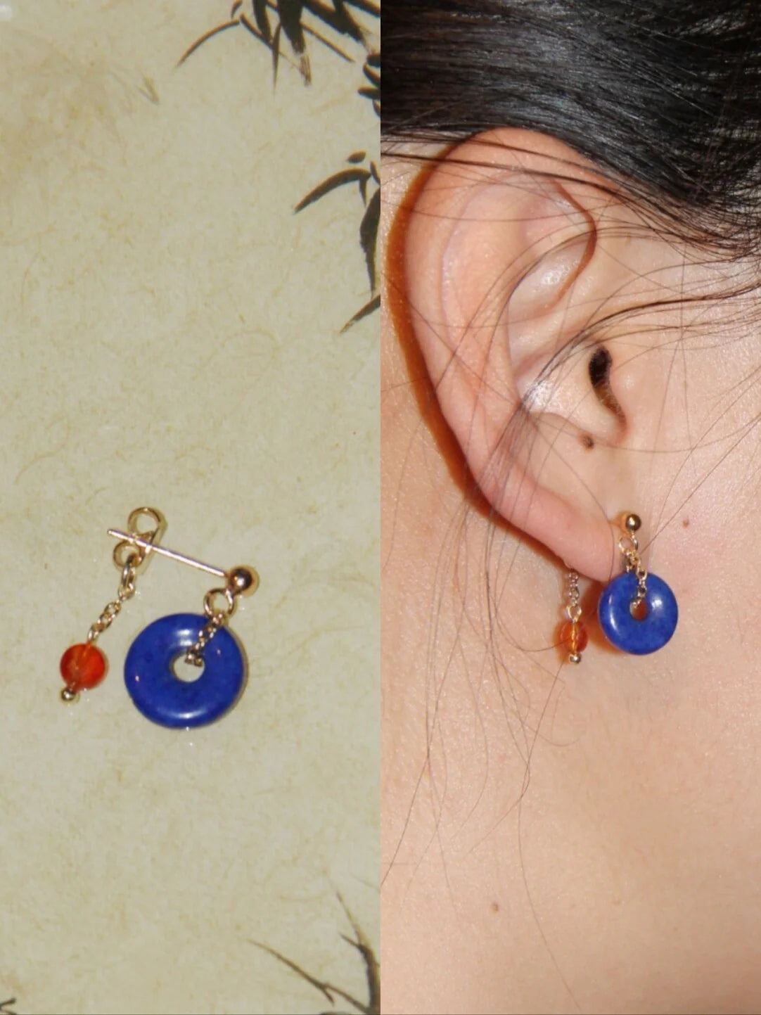 Lapis Lazuli Peace Buckle  Agate Earrings