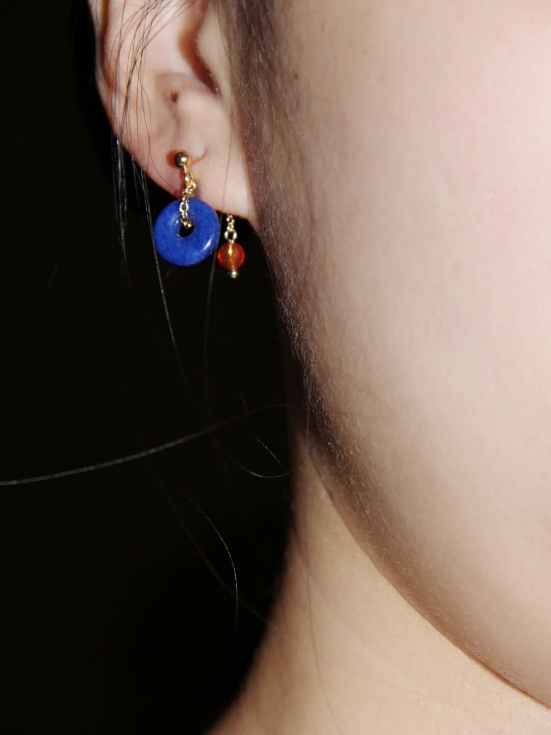 Lapis Lazuli Peace Buckle  Agate Earrings