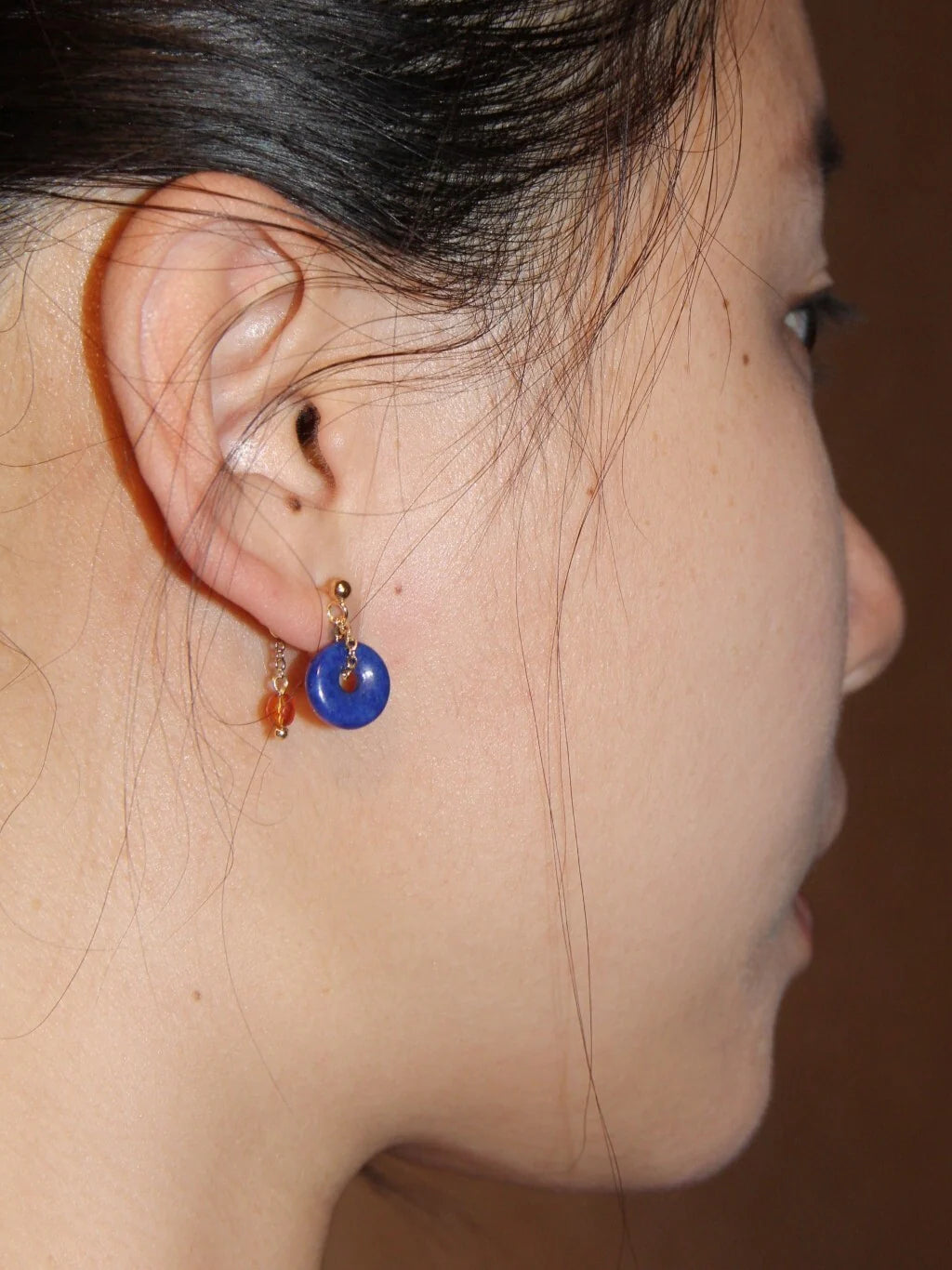 Lapis Lazuli Peace Buckle  Agate Earrings