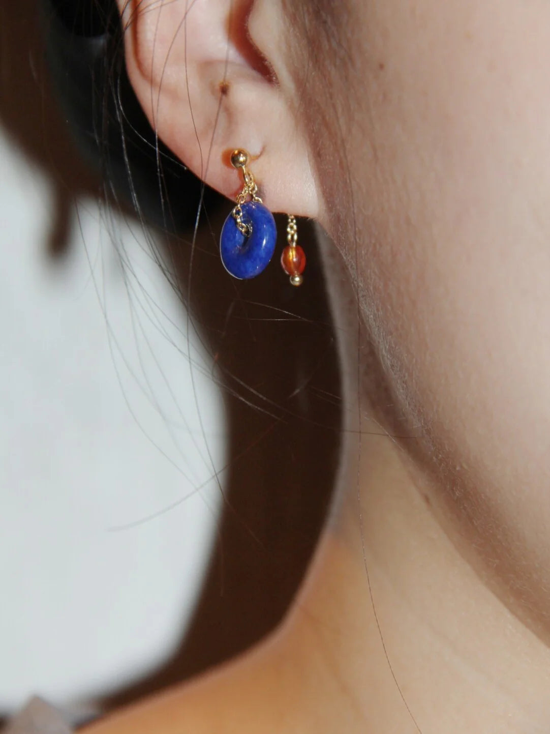 Lapis Lazuli Peace Buckle  Agate Earrings
