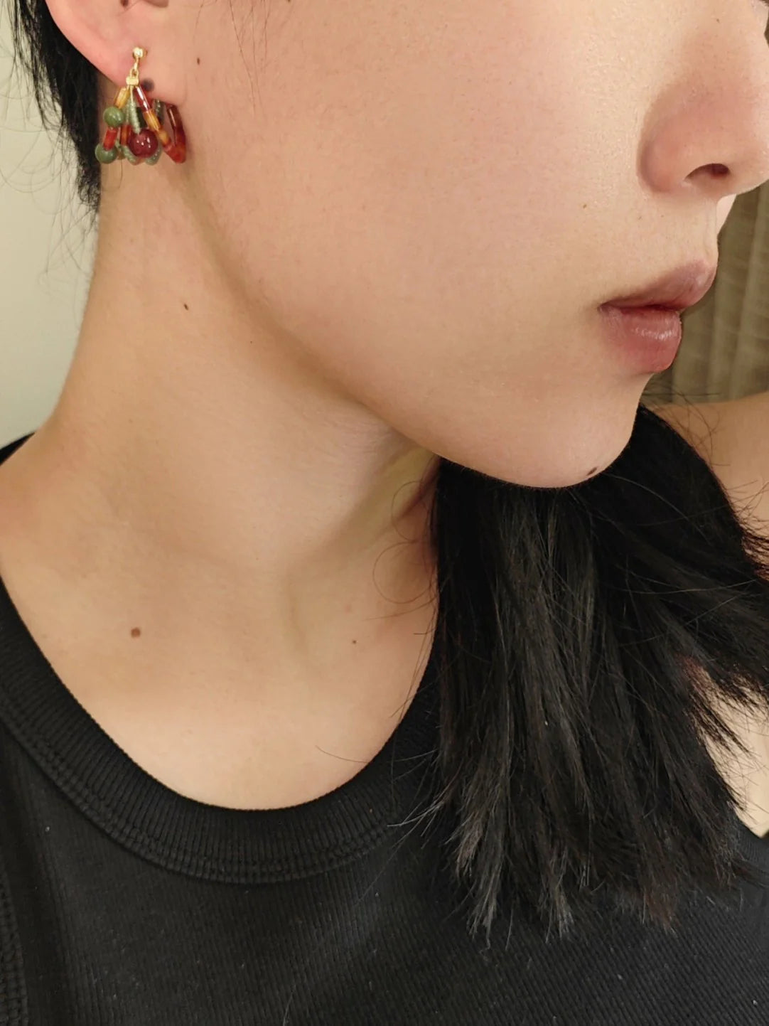Spice Garden Beaded Hoop Earrings