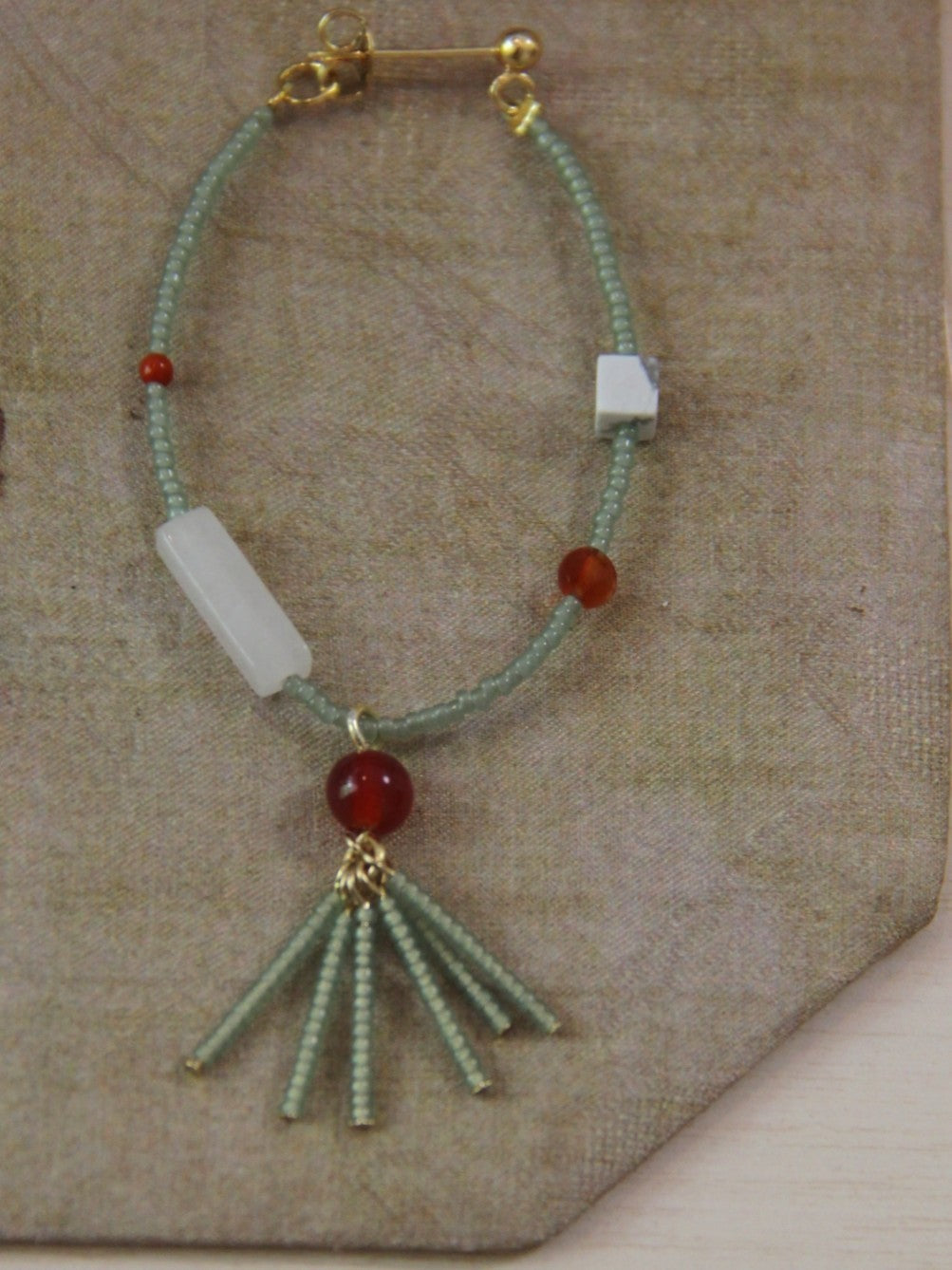 Verdant Rouge Jade Beaded Hoop Earrings