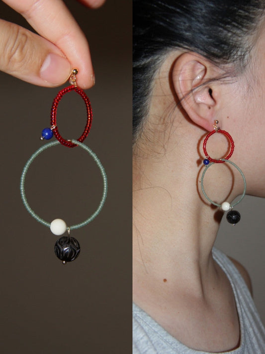 Oriental Grace Sandalwood Hoop Earrings
