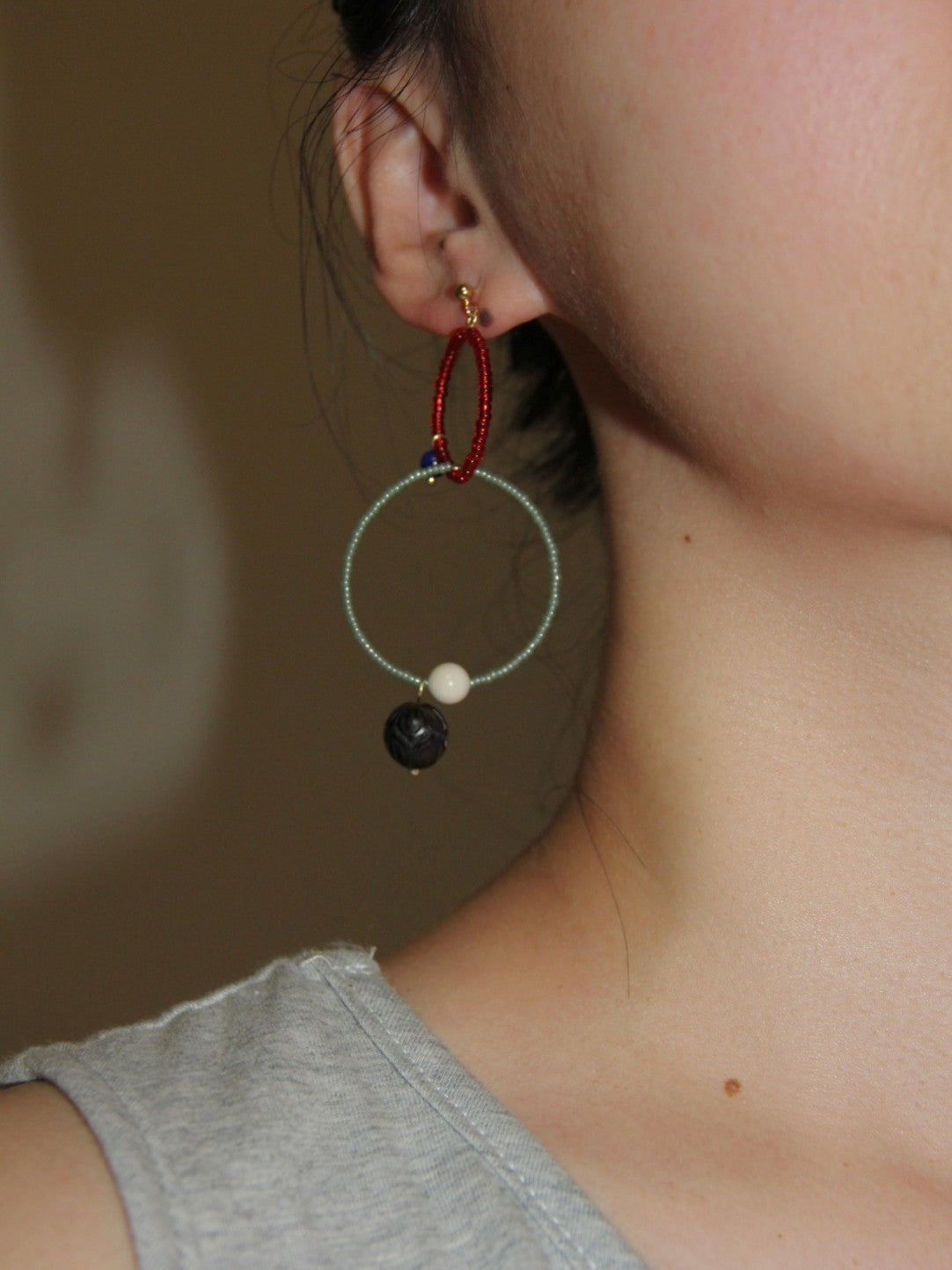 Oriental Grace Sandalwood Hoop Earrings