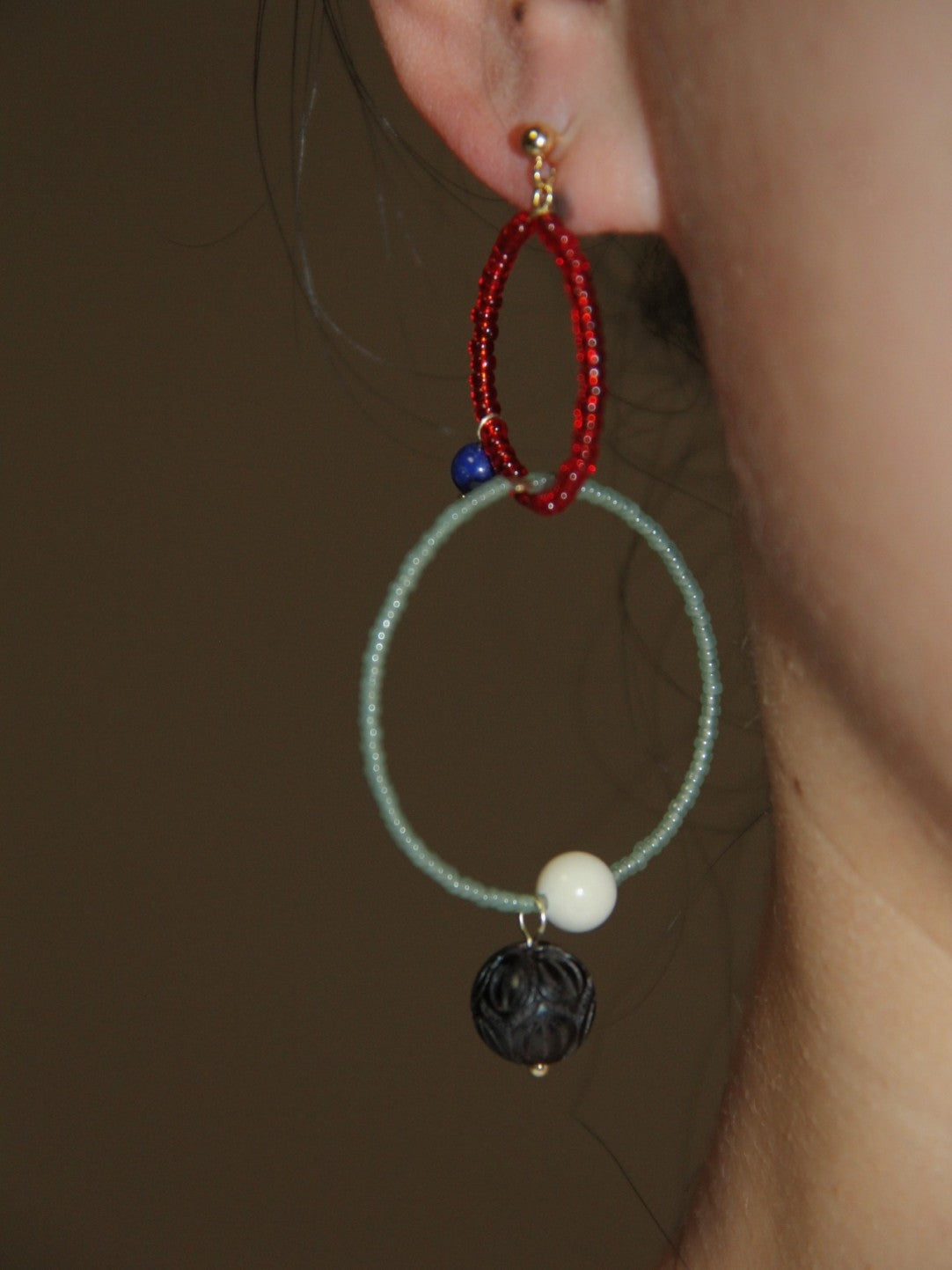 Oriental Grace Sandalwood Hoop Earrings