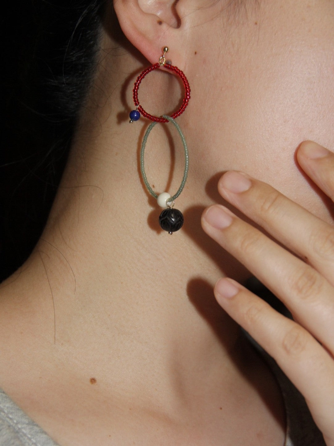 Oriental Grace Sandalwood Hoop Earrings