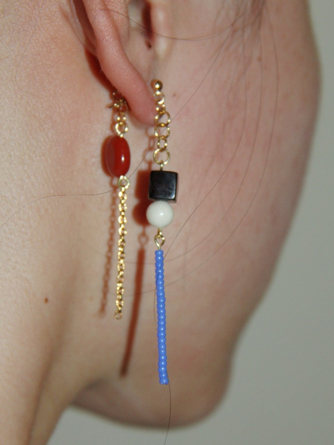 Ebony Red Agate Beaded Long Earrings