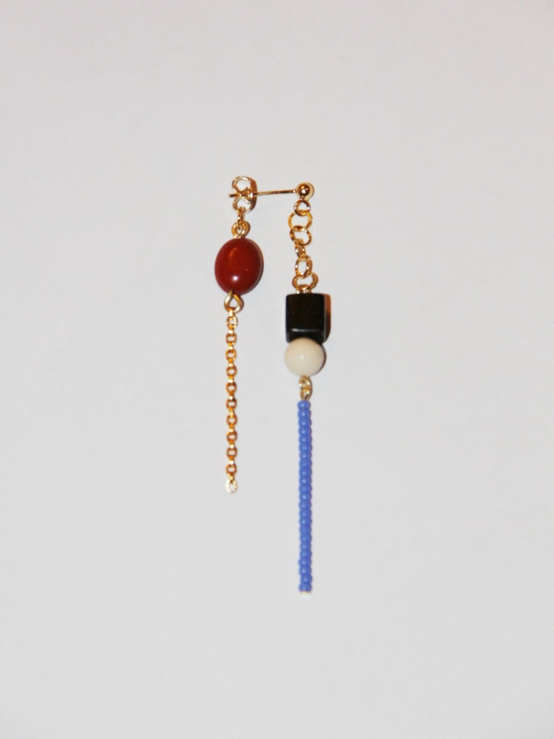 Ebony Red Agate Beaded Long Earrings