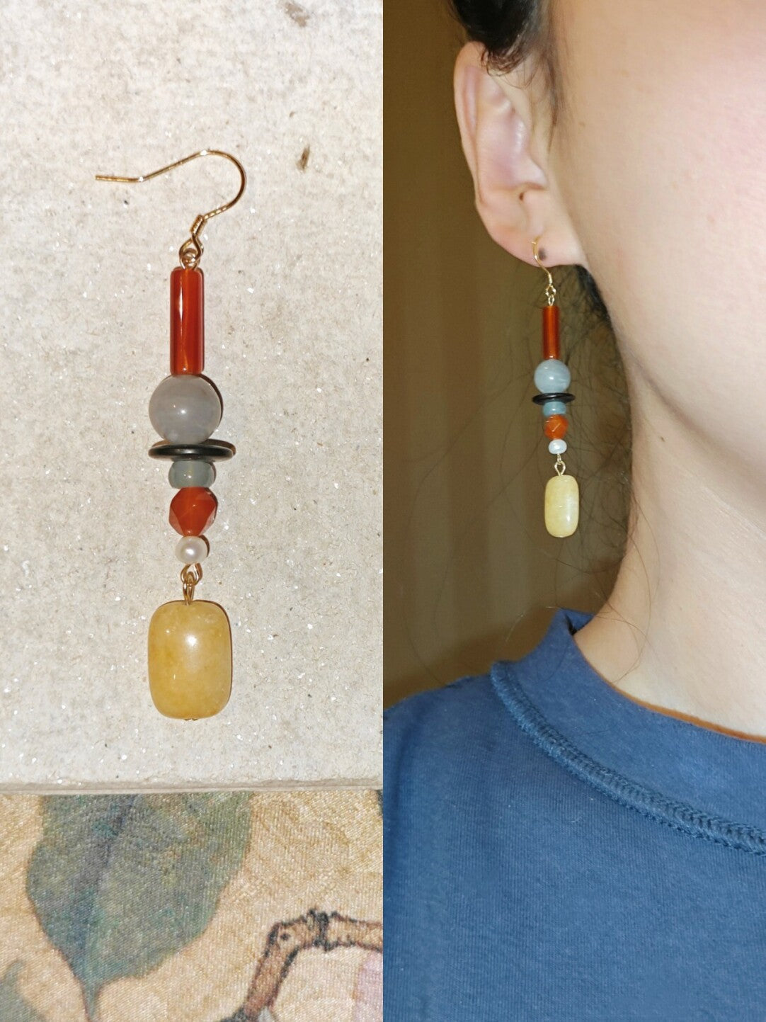 Radiant Yellow Chinoiserie Beaded Drop Earrings
