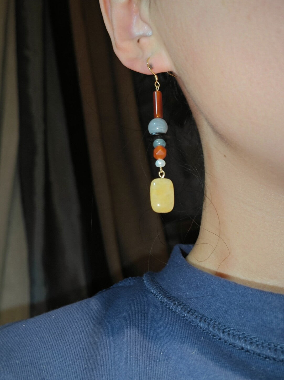 Radiant Yellow Chinoiserie Beaded Drop Earrings