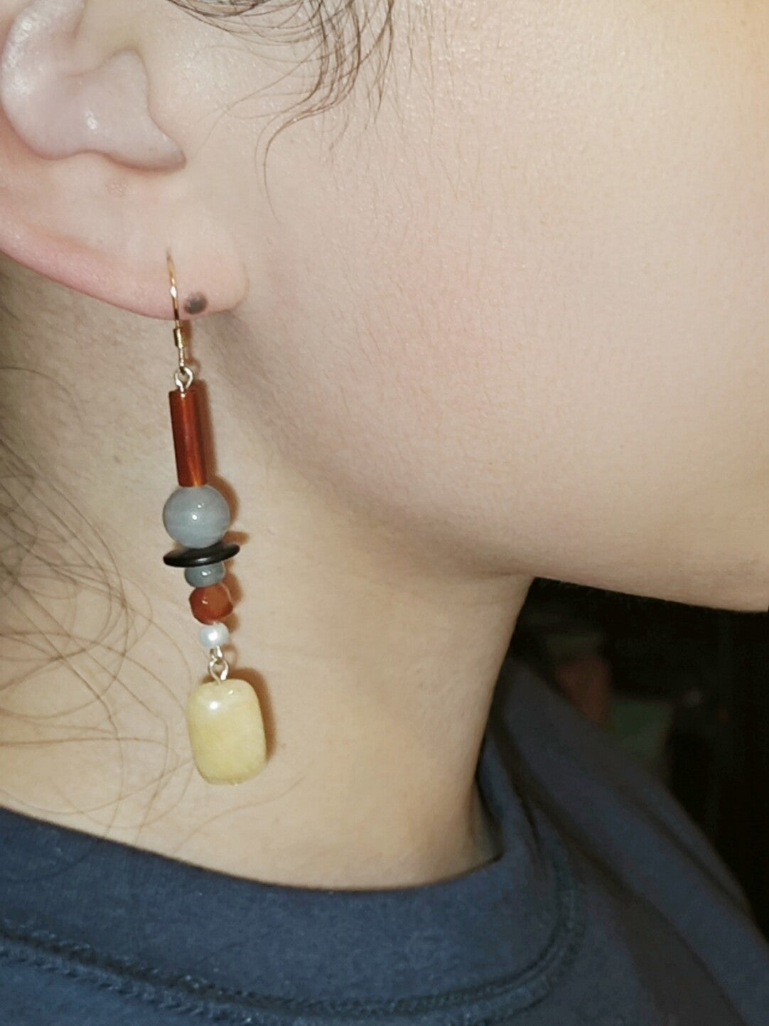 Radiant Yellow Chinoiserie Beaded Drop Earrings
