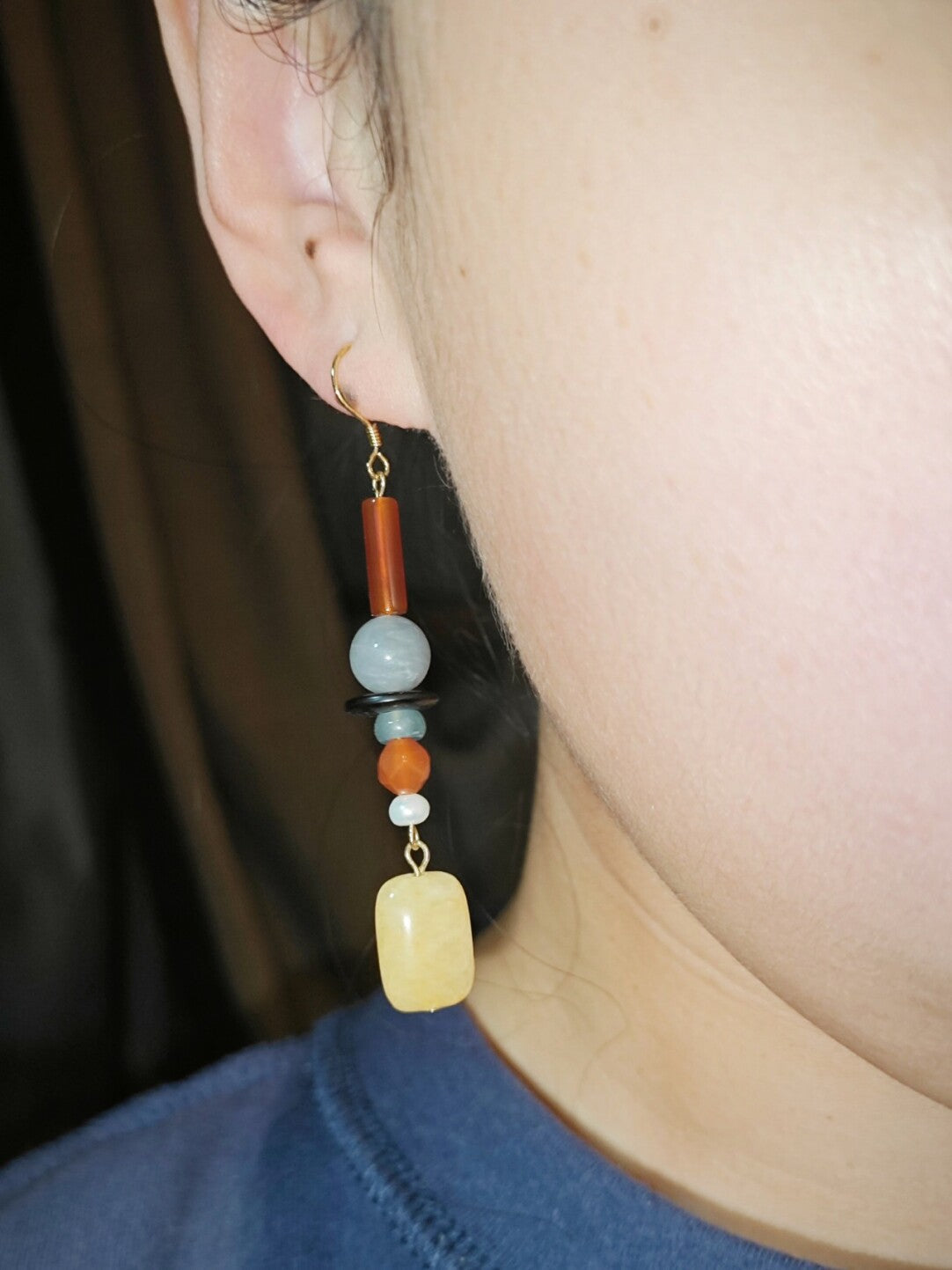 Radiant Yellow Chinoiserie Beaded Drop Earrings