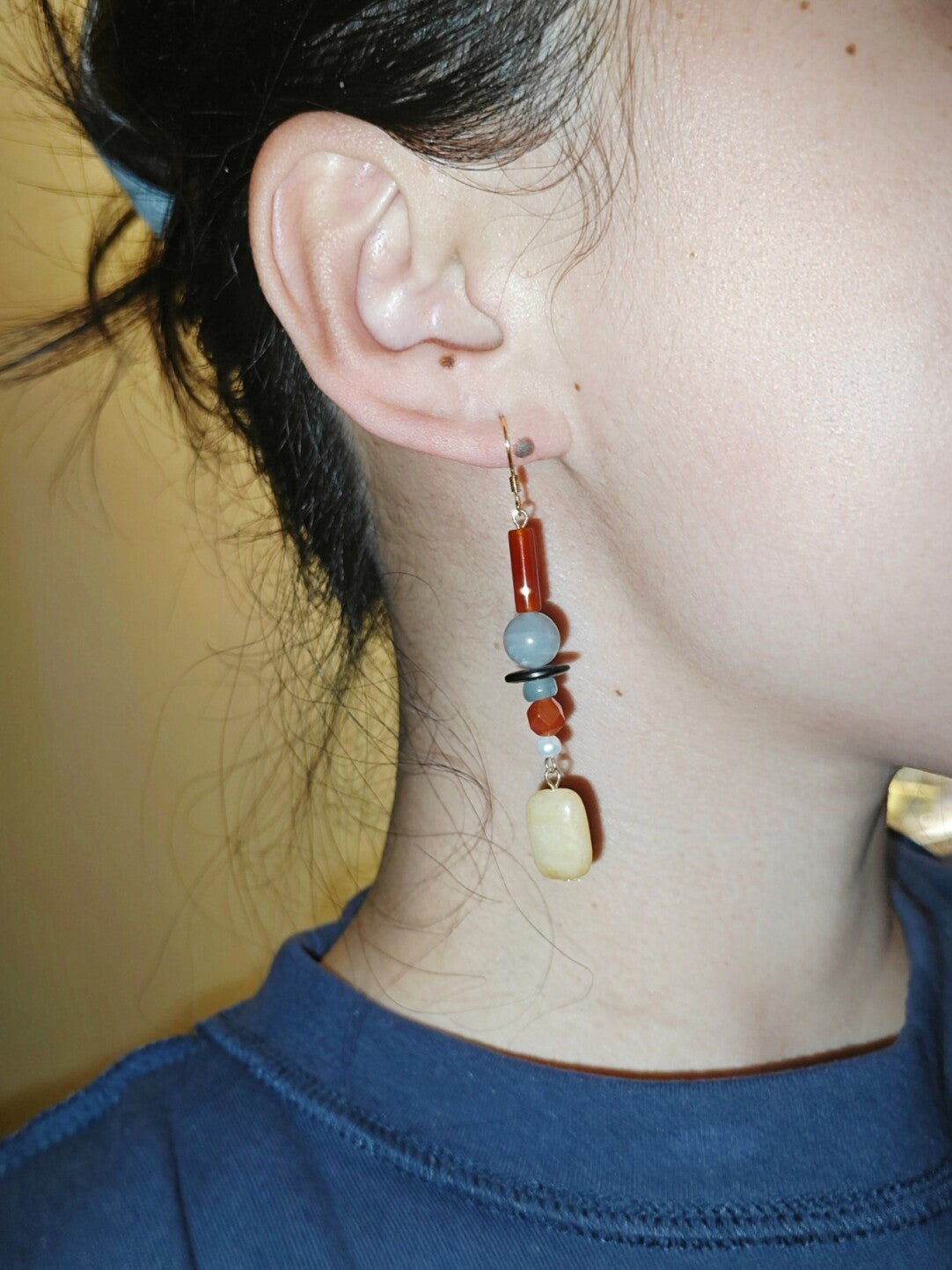 Radiant Yellow Chinoiserie Beaded Drop Earrings