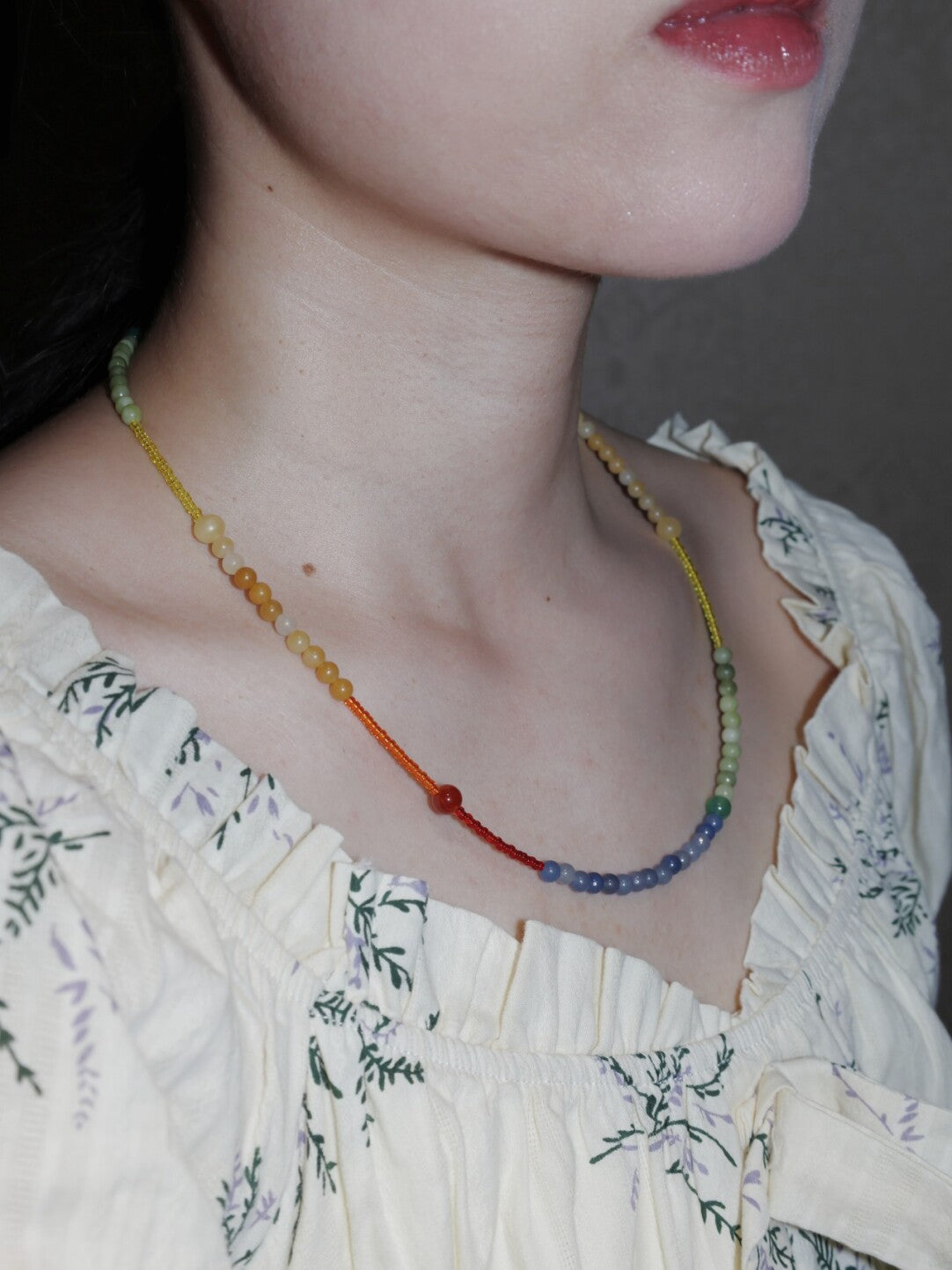 Handmade Rainbow Beaded Necklace