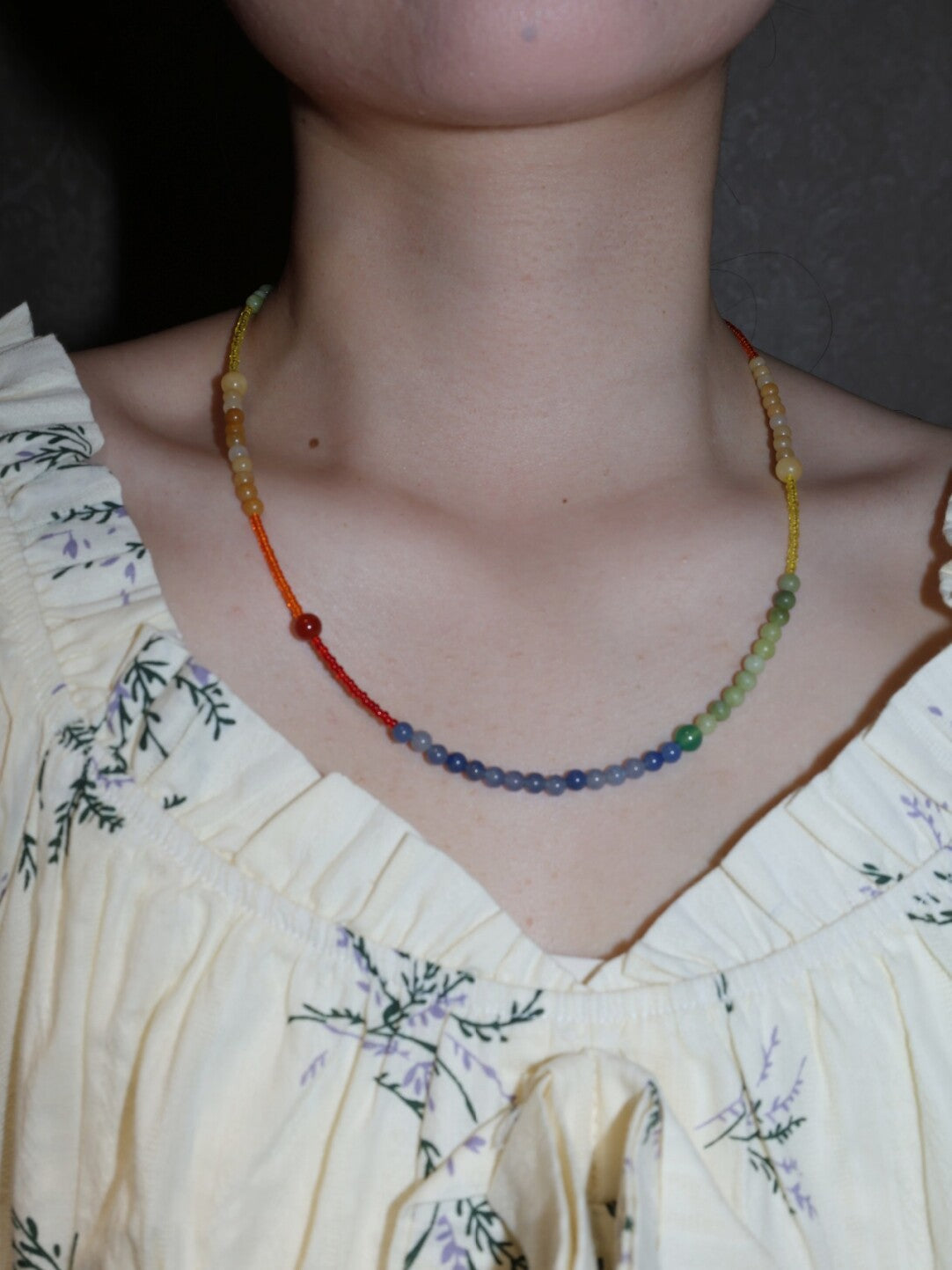 Handmade Rainbow Beaded Necklace