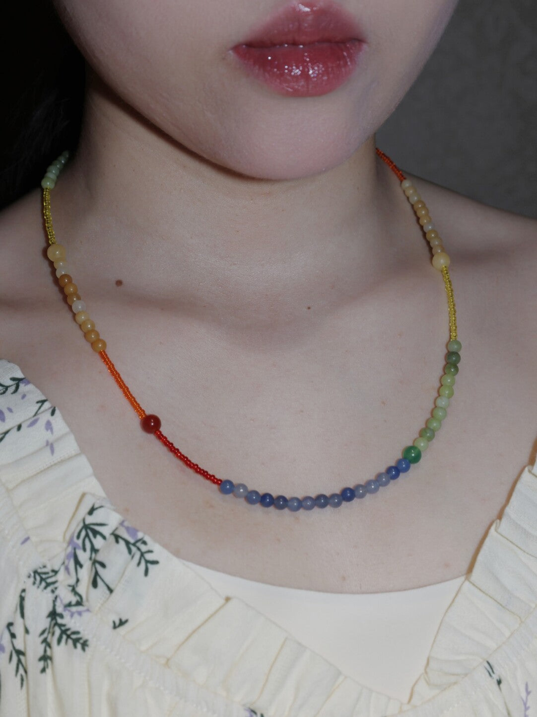 Handmade Rainbow Beaded Necklace