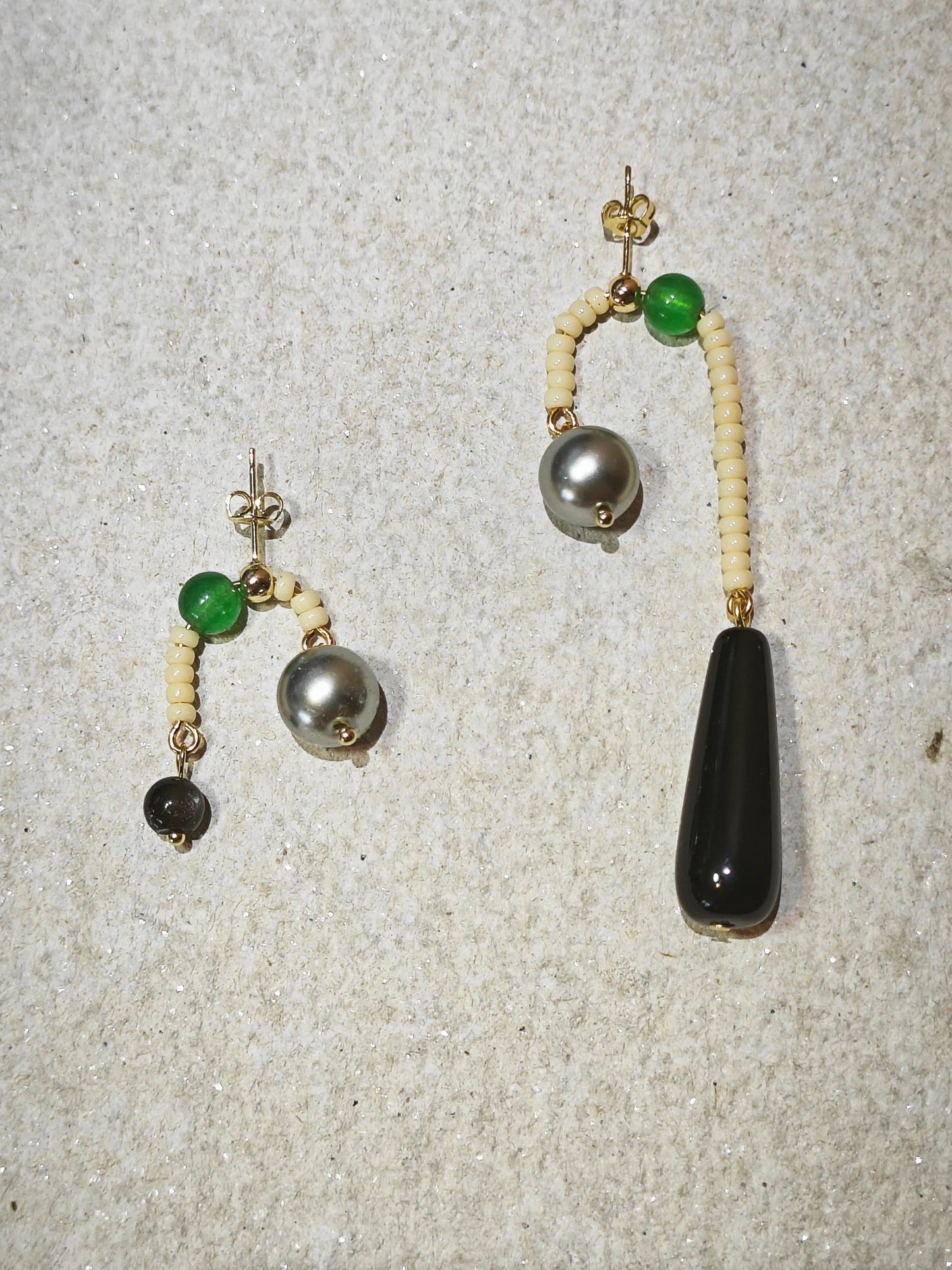 Agate Pearl Beaded Dangle Earrings